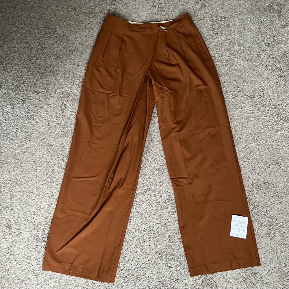 ASOS Tall Rust-Brown Wide Leg High Waist Trousers - Picture 6 of 11